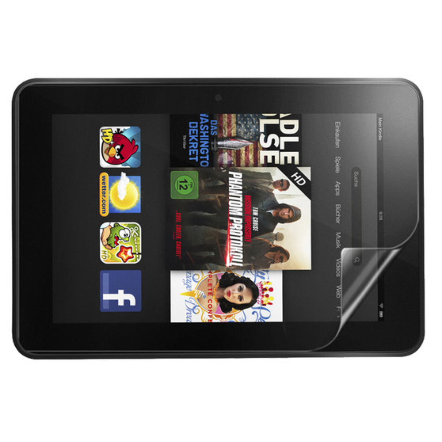 Hydrogel screen protectors for Amazon Kindle Fire HD 7 (2nd Gen), pack of 2, by 9eight5, showing transparent protectors on device screens.