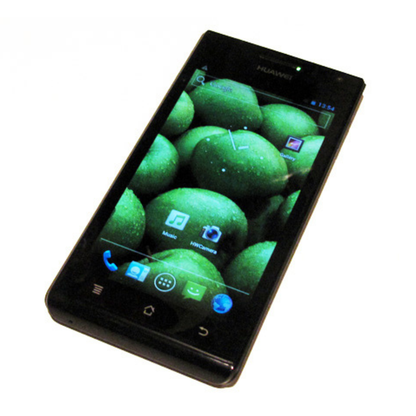 Hydrogel screen protector for Huawei Ascend P1 S by 9eight5, pack of 2, showing the transparent protector on the phone screen.