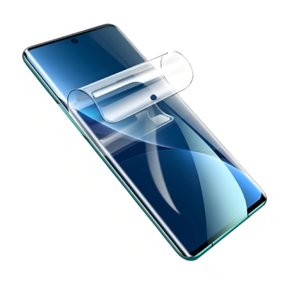 Hydrogel screen protectors for Huawei Ascend P1 S by 9eight5, pack of 2, showing clear protectors on the phone screen.