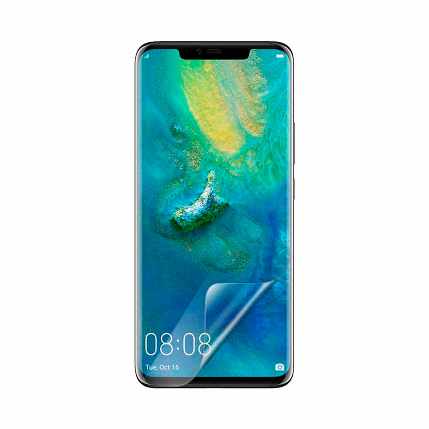 Hydrogel screen protectors for Huawei Mate 20 (2018), 9eight5 brand, pack of 2, showing clear protective film over phone screen.