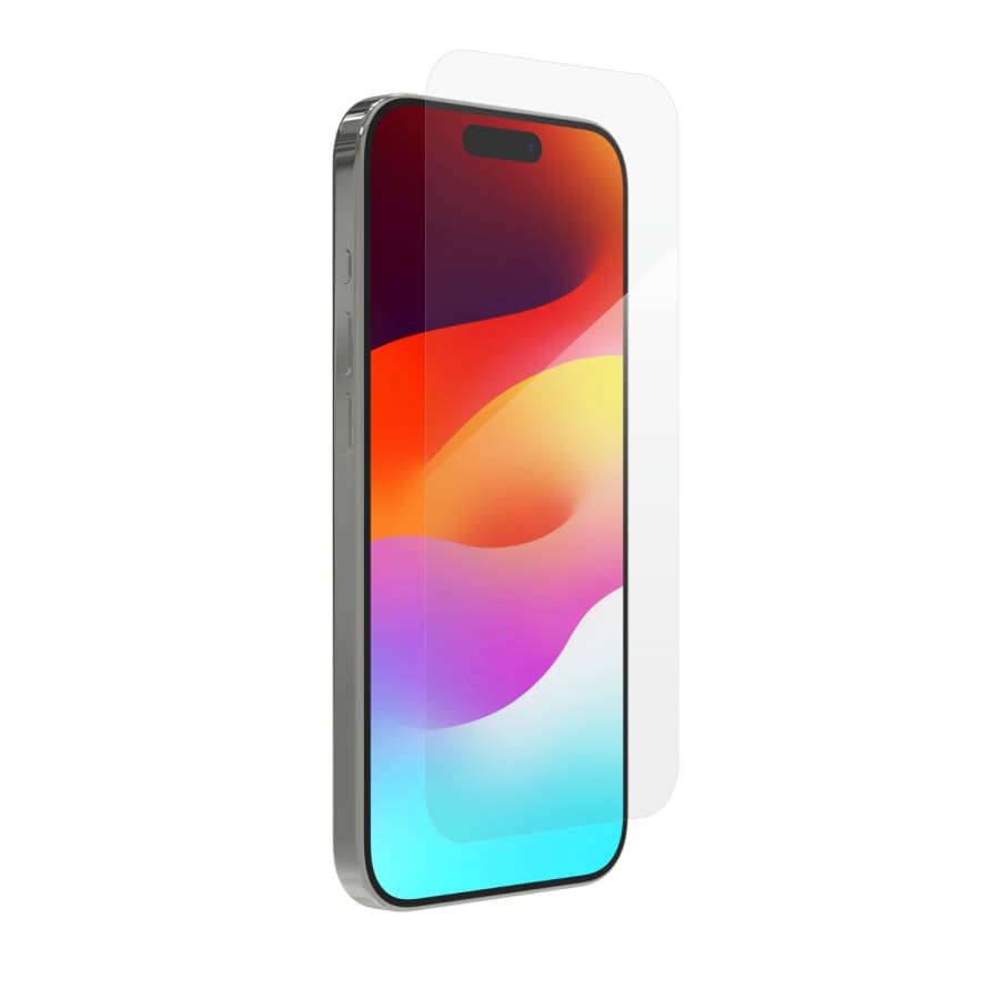 Two 9eight5 screen protectors for iPhone 17 Pro, clear and durable, designed to protect the phone screen from scratches and impacts.