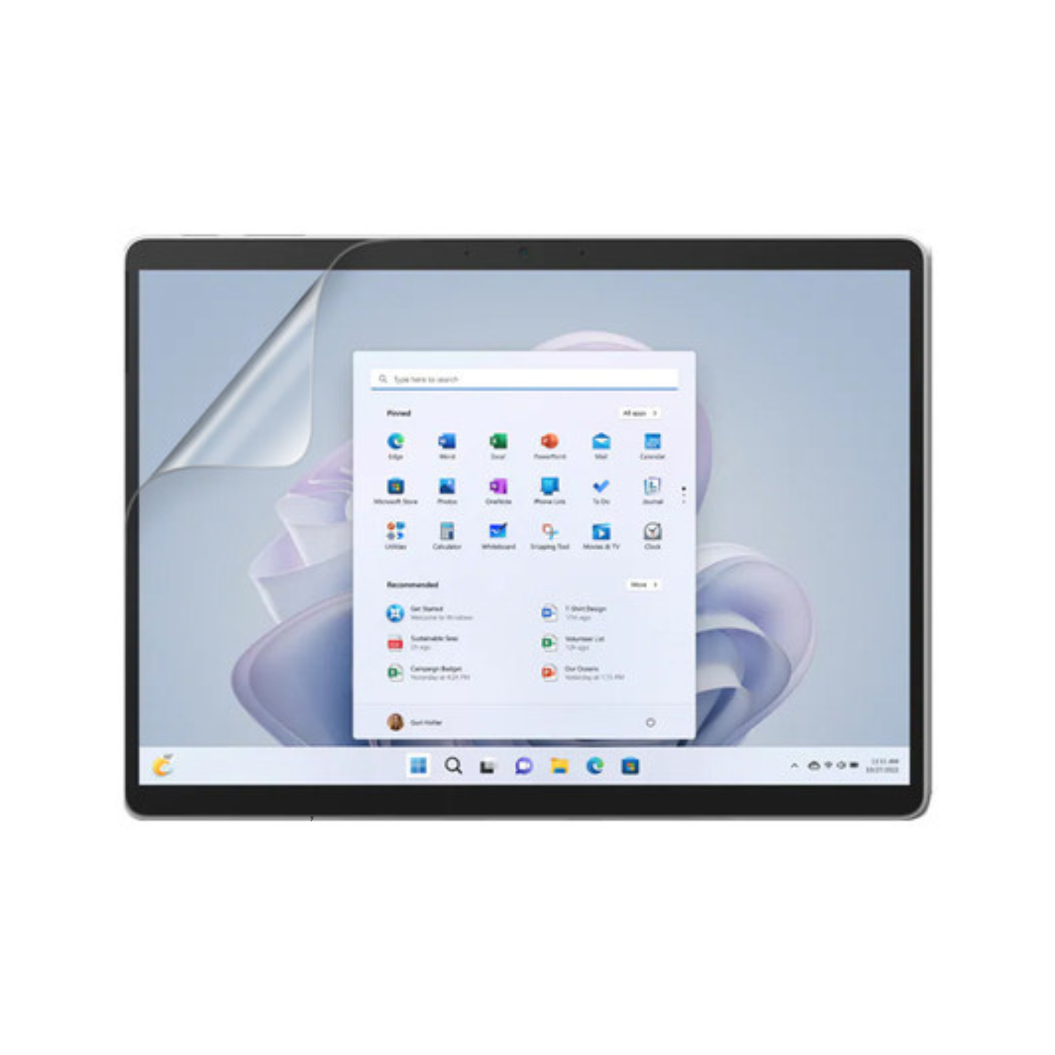 Hydrogel screen protector for Microsoft Surface Pro 9 by 9eight5, pack of 2, showing the protective film on the tablet screen.