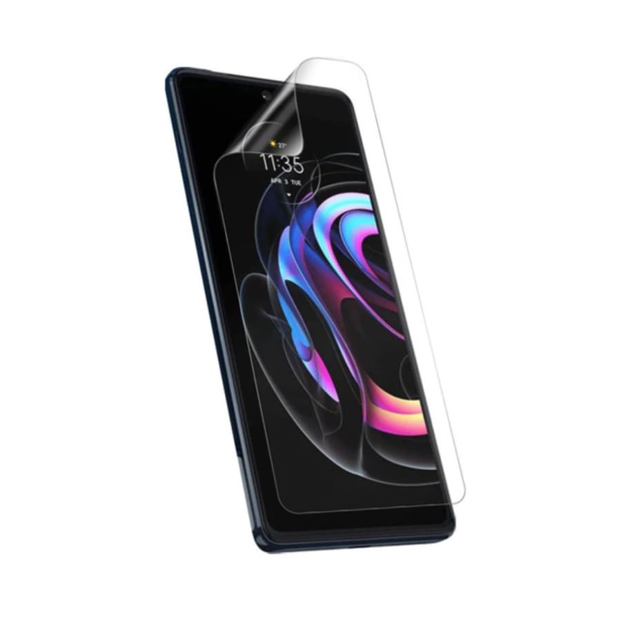 Hydrogel screen protector for Moto Edge 20 PRO and Edge S PRO by 9eight5, showing the clear, flexible film fitting the device screen.