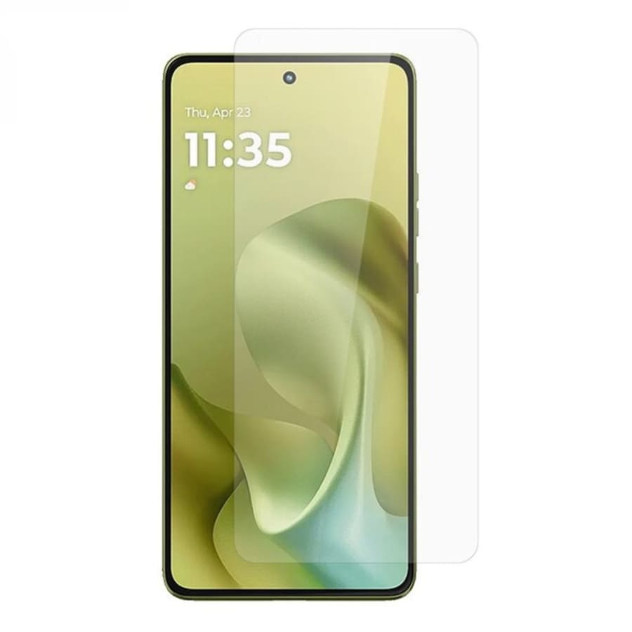Hydrogel screen protector for Moto G86 (2025) by 9eight5, showing a clear protective film over the phone screen.