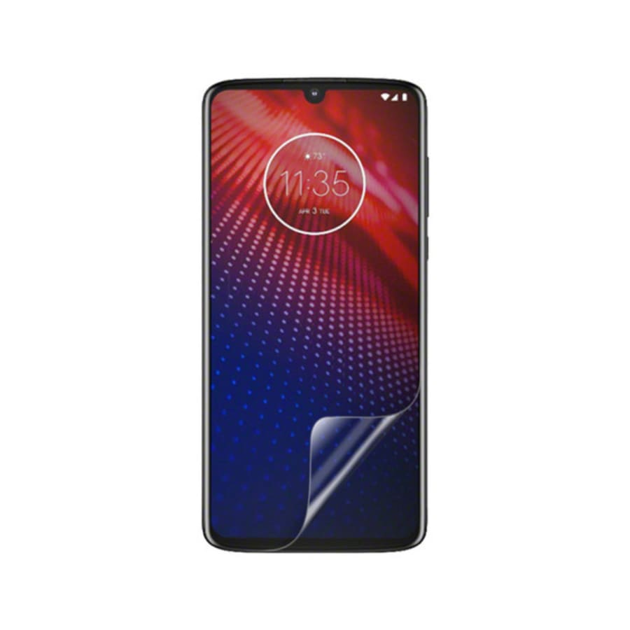 Hydrogel screen protector for Moto Z4 (2019) by 9eight5, pack of 2, showing clear film covering the phone screen.