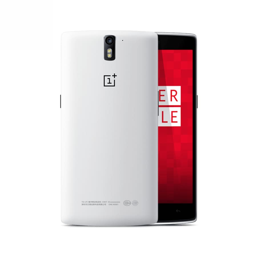 Hydrogel screen protector for OnePlus 1 by 9eight5, showing the clear, flexible film covering the phone screen.