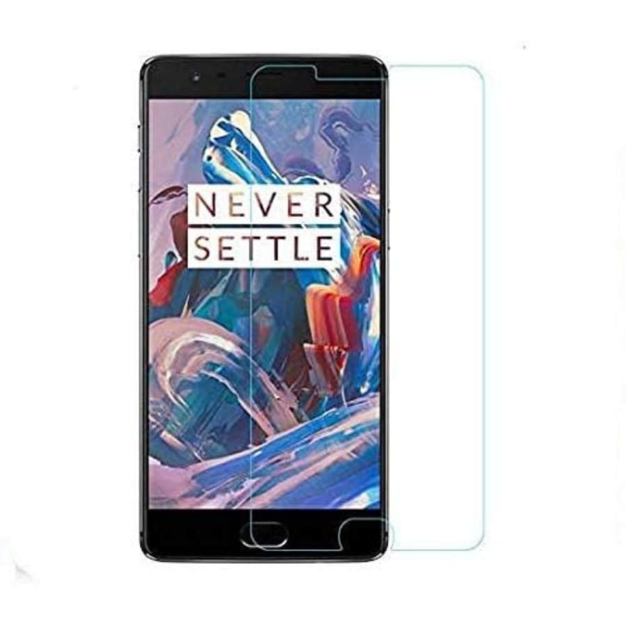 Hydrogel screen protector for OnePlus 3 by 9eight5, showing the clear, flexible film covering the phone's display.