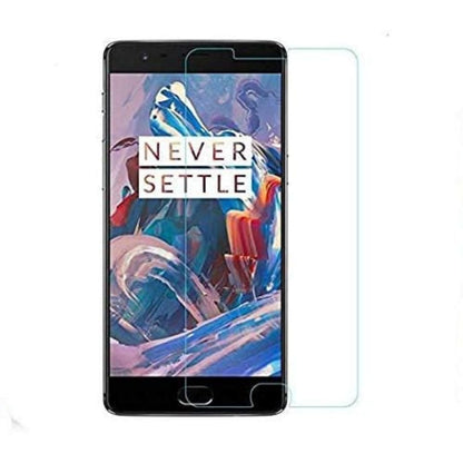 Hydrogel screen protector for OnePlus 3 by 9eight5, showing the clear, flexible film covering the phone's display.