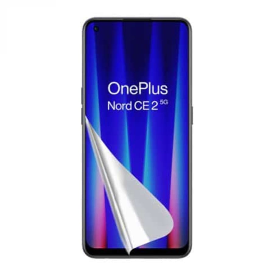 Hydrogel screen protectors for OnePlus Nord CE 2 5G by 9eight5, shown in a pack of two with transparent, flexible material.