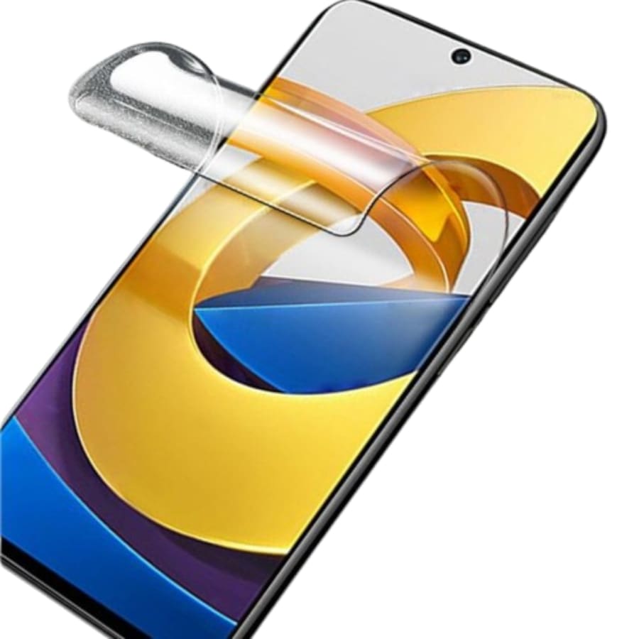 Hydrogel screen protector for Oppo A38 4G by 9eight5, showing a clear, flexible film fitting the phone screen perfectly.