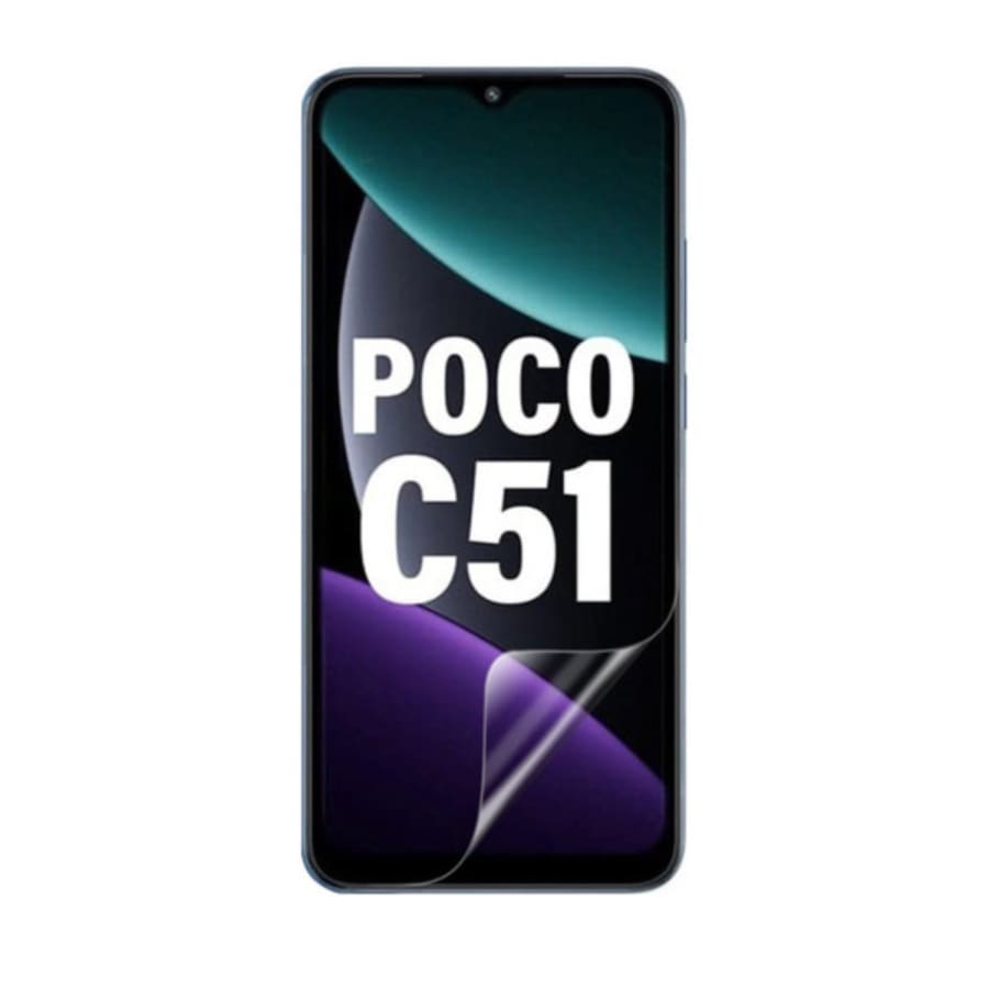 Two 9eight5 hydrogel screen protectors for POCO C51, designed to protect the smartphone screen from scratches and impacts.