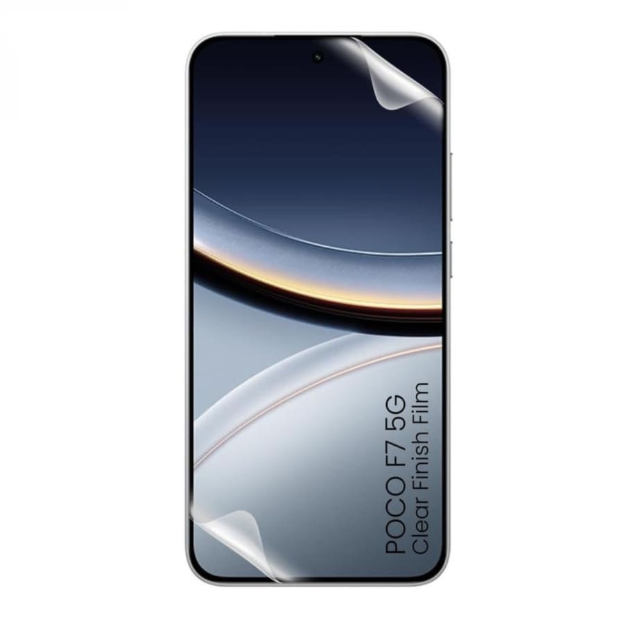 Hydrogel screen protector for POCO F7 5G by 9eight5, pack of 2, showing clear, flexible protective film on smartphone screen.