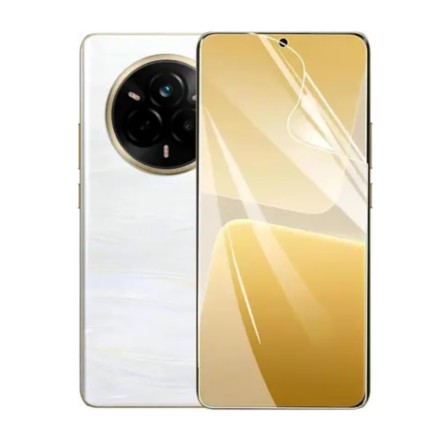Hydrogel screen protector for Realme 14 Pro by 9eight5, showing the flexible, clear film designed to protect the phone screen.