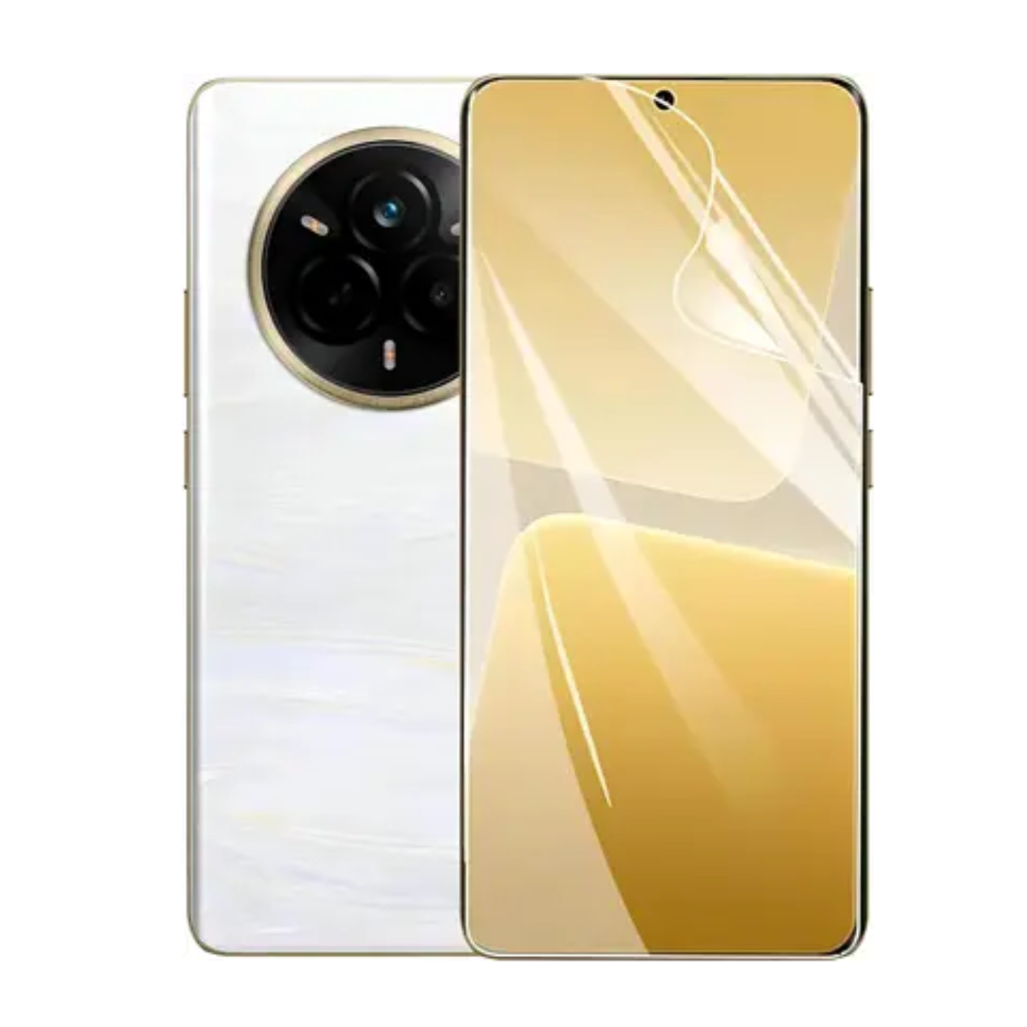 Hydrogel screen protector for Realme 14 Pro by 9eight5, showing the flexible, clear film designed to protect the phone screen.