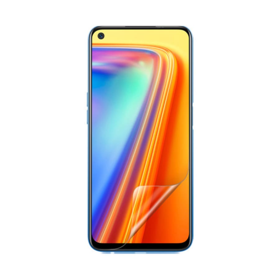 Hydrogel screen protector for Realme 7 Asia by 9eight5, pack of 2, showing the flexible transparent film on a smartphone screen.