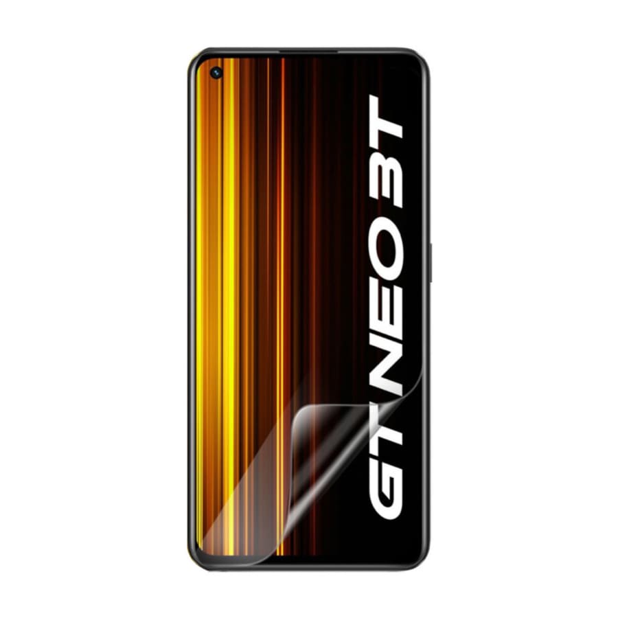 Hydrogel screen protector for Realme GT Neo3T by 9eight5, showing the clear, flexible film covering the phone screen.