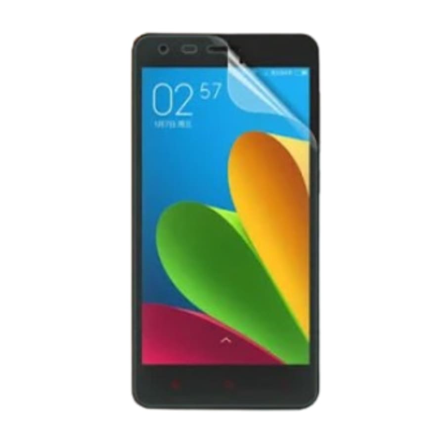 Two 9eight5 hydrogel screen protectors for Redmi 2 smartphones, shown in clear packaging.