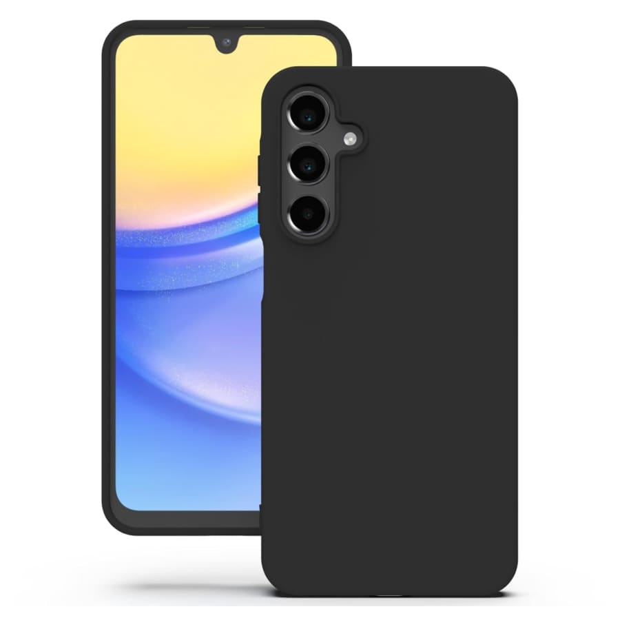 Black protective screen protector for Samsung Galaxy A15 by 9eight5, designed to safeguard the device's screen.
