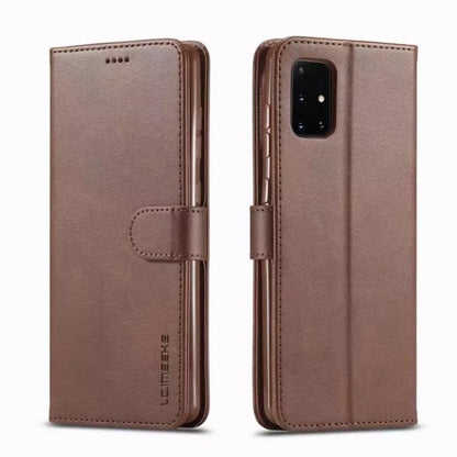 Brown 9eight5 screen protector case for Samsung Galaxy A52 and A52S, showing the front view of the protective phone cover.