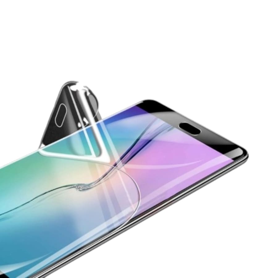 Hydrogel screen protector for Samsung Galaxy C5 by 9eight5, pack of 2, showing the flexible, clear protective film on the phone screen.