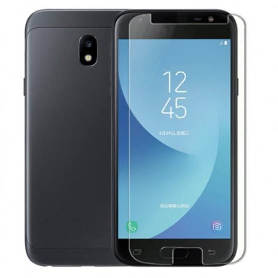 Two 9eight5 screen protectors for Samsung Galaxy J5 (2017) shown in the image, designed to protect the phone's screen.