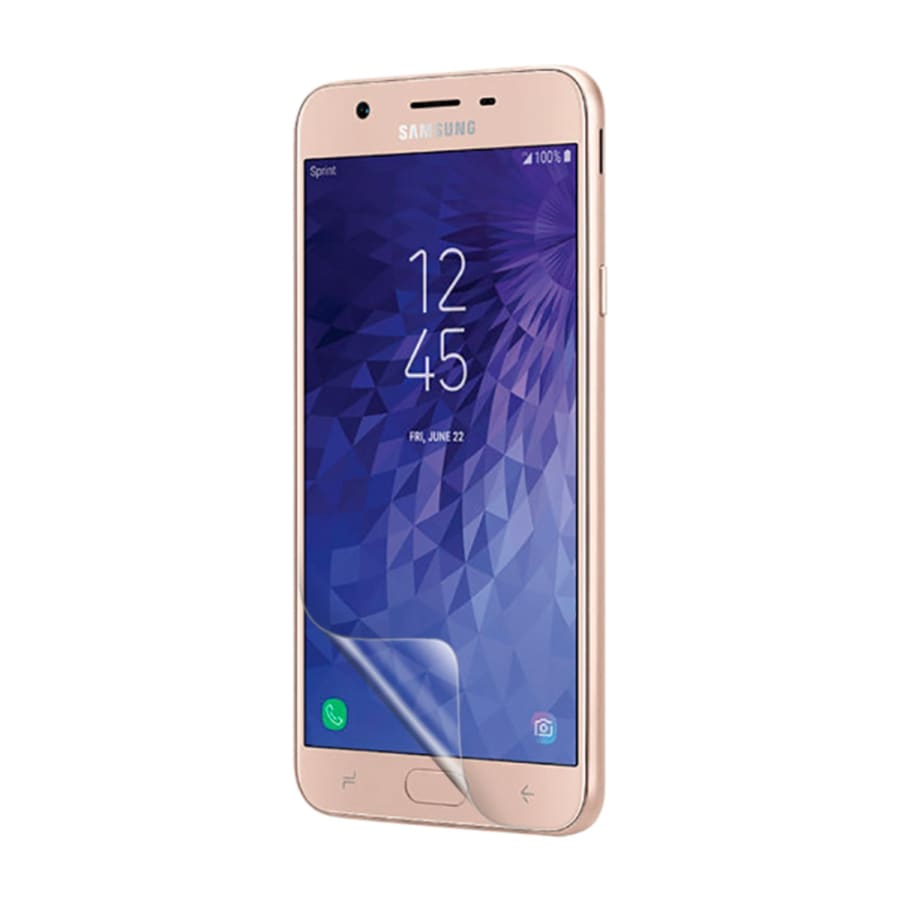 Hydrogel screen protector for Samsung Galaxy J6 (2018) by 9eight5, showing a clear flexible protective film on the phone screen.