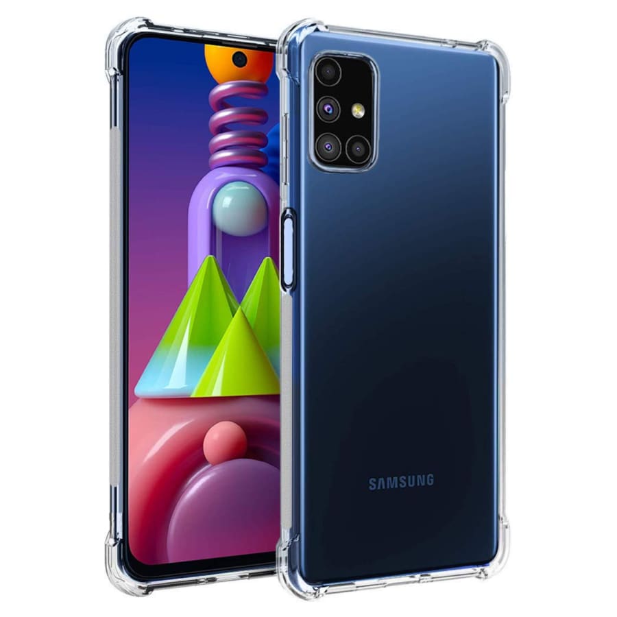 Clear protective case for Samsung Galaxy M51 by 9eight5, designed to shield the phone while showcasing its design.