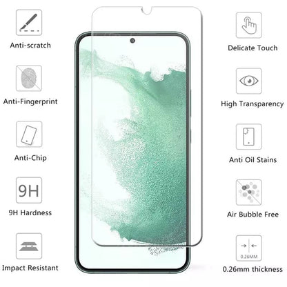 9eight5 screen protector for Samsung Galaxy S22 Plus, 2-in-1 set with clear, durable shield for front screen protection.
