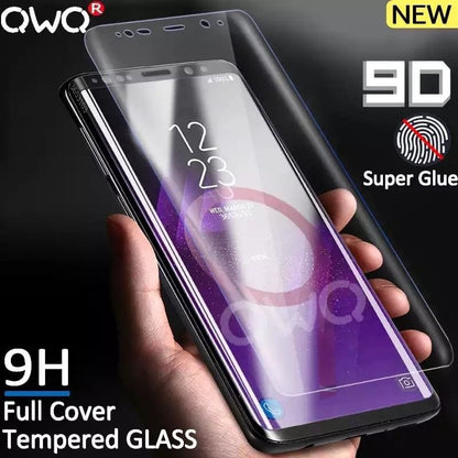 Clear 9eight5 screen protector for Samsung Galaxy S9, showing a protective film fitted on the device's screen.