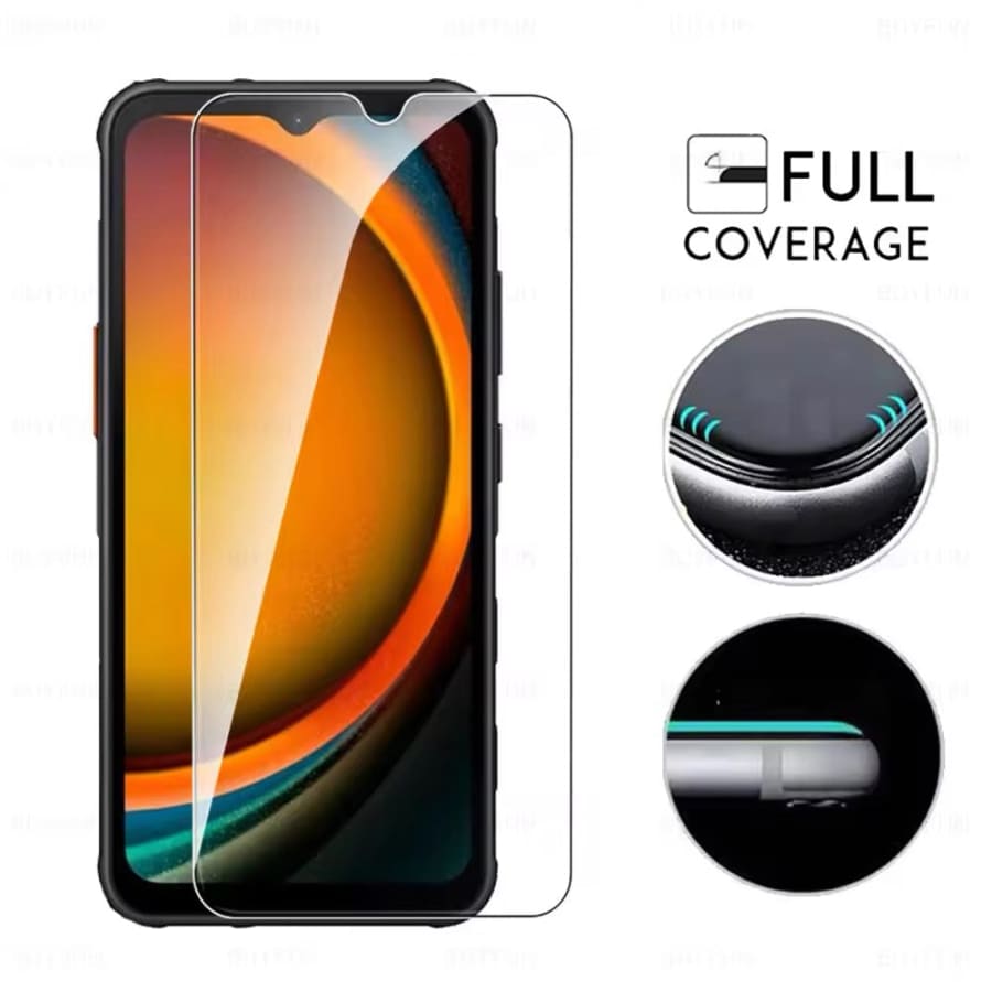 9eight5 screen protector for Samsung Galaxy Xcover 7, clear protective film covering the phone screen with precise edges