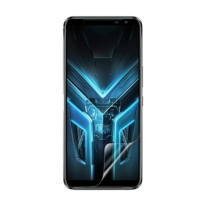 Hydrogel screen protector for Asus ROG Phone 3 Strix by 9eight5, showing clear flexibility and fit for the gaming phone. Pack of 2.