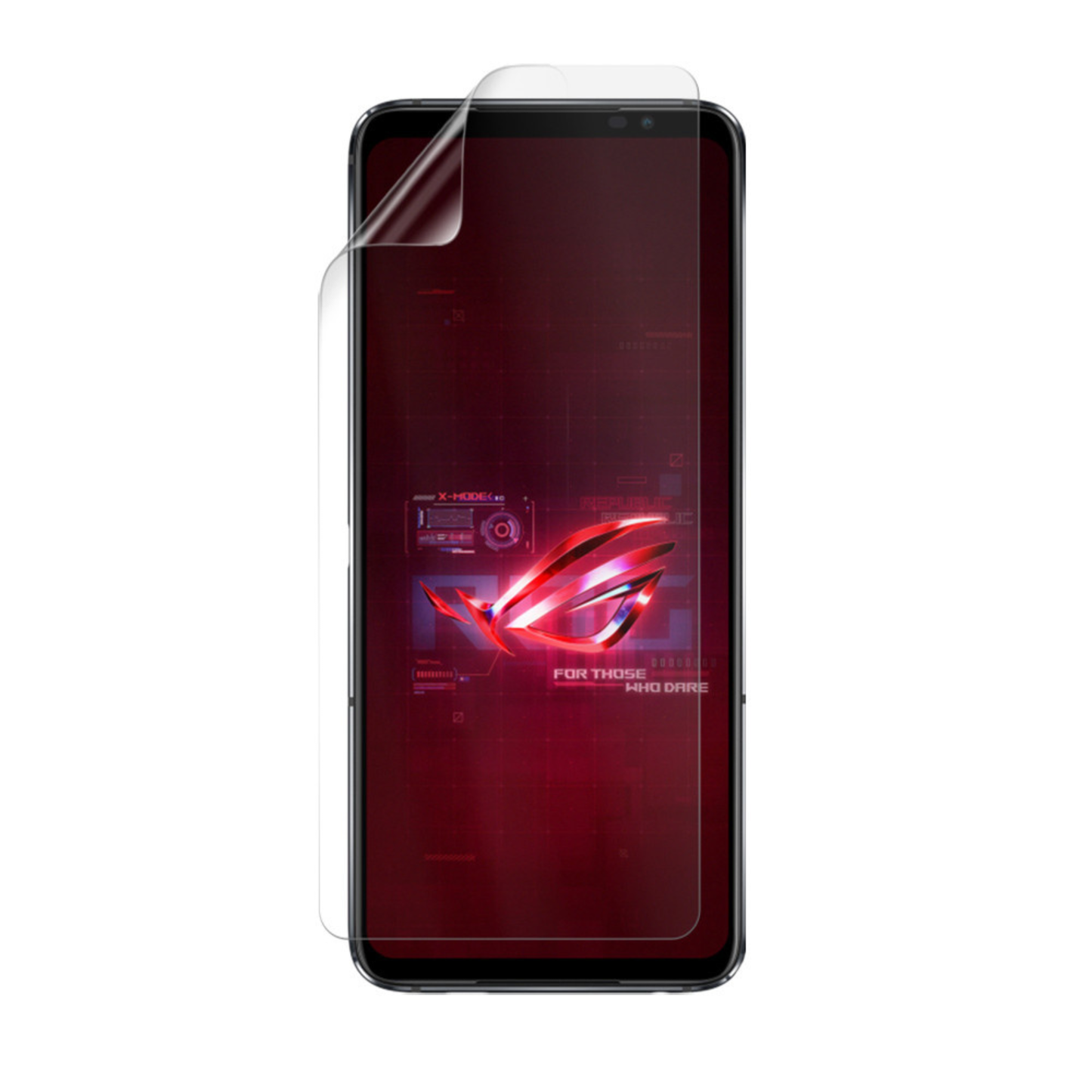 Hydrogel screen protector for Asus ROG Phone 6 by 9eight5, pack of 2, showing the clear, flexible film fitted on the phone screen.