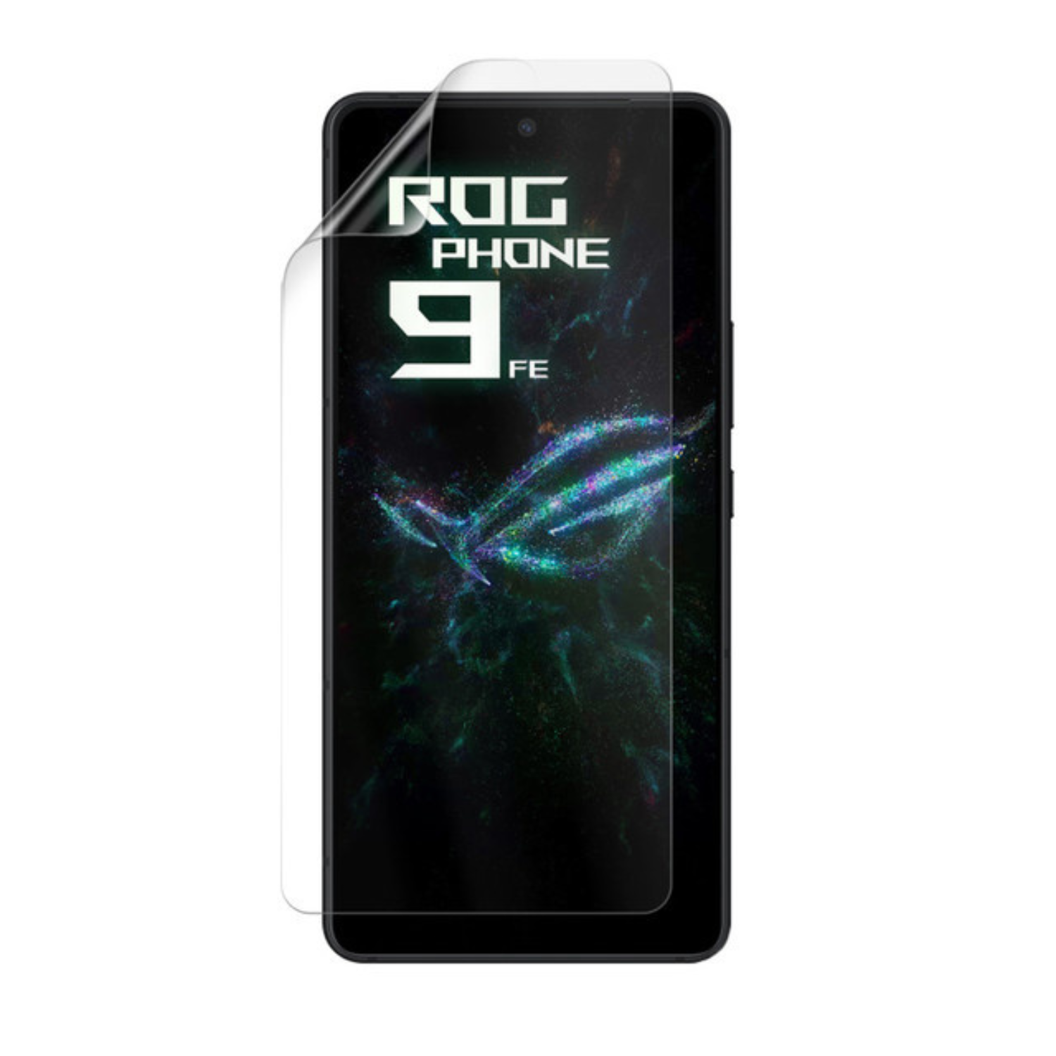 Hydrogel screen protector for Asus ROG Phone 9 FE by 9eight5, pack of 2, showing the flexible, clear protector on the phone screen.