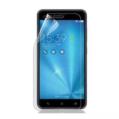 Hydrogel screen protector for Asus Zenfone 3 Zoom ZE553KL by 9eight5, pack of 2, showing installation on device screen