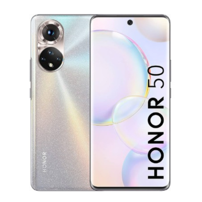 Hydrogel screen protector for Honor 50 by 9eight5, showing a clear, flexible film fitting over the phone screen.