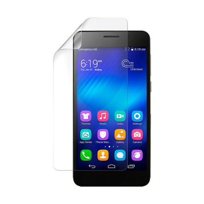 Hydrogel screen protector for Honor 6 (2014) by 9eight5, showing a clear, flexible film covering the phone screen.