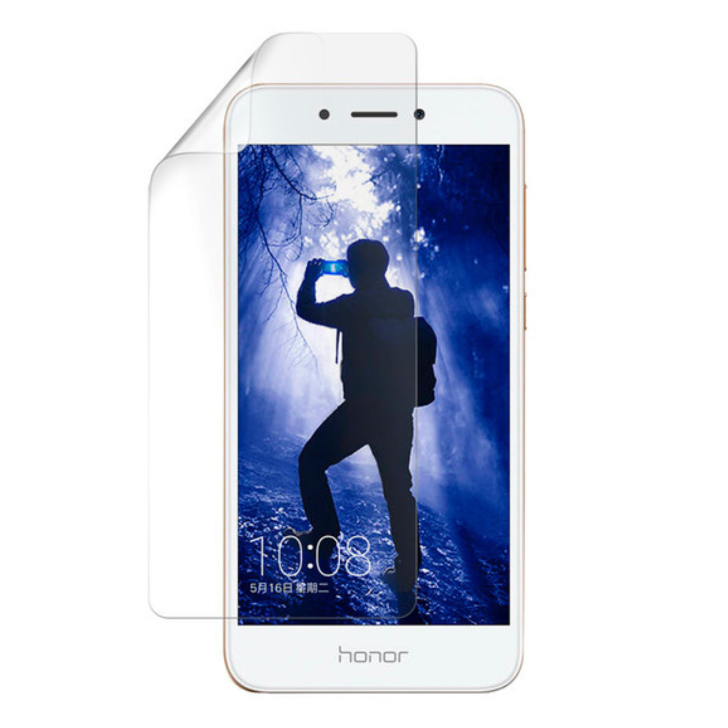 Hydrogel screen protector for Honor 6A by 9eight5, pack of 2, showing transparent flexible film covering the phone screen