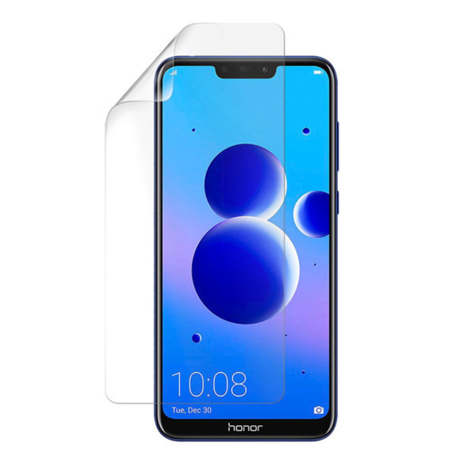 Hydrogel screen protectors for Honor 8C 2018 by 9eight5, pack of 2, showing clear, flexible screen protection for smartphone display.
