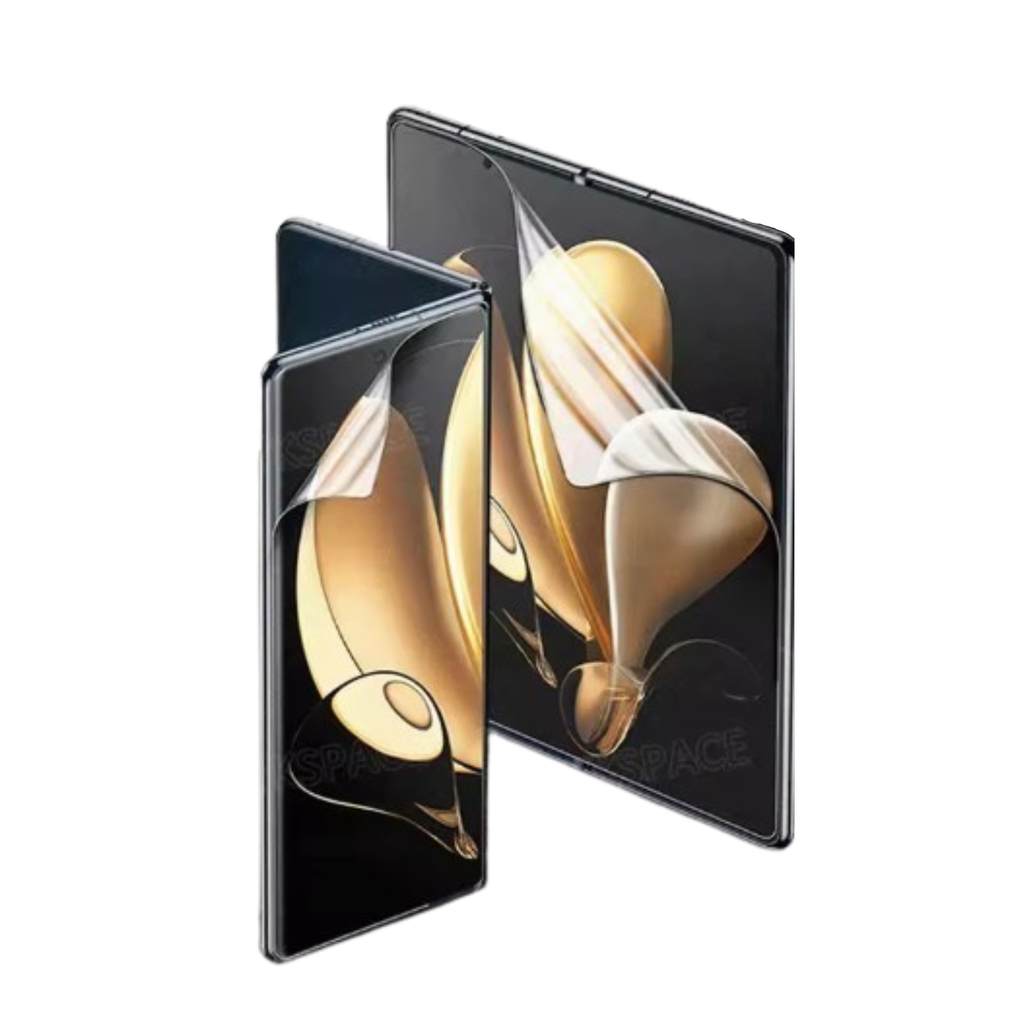 Hydrogel screen protector for Honor Magic V by 9eight5, pack of 2, showing a close-up of the flexible, clear film on the phone screen.