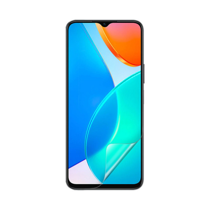 Two 9eight5 hydrogel screen protectors for Honor X6, showing clear, flexible protective film on smartphone screens.