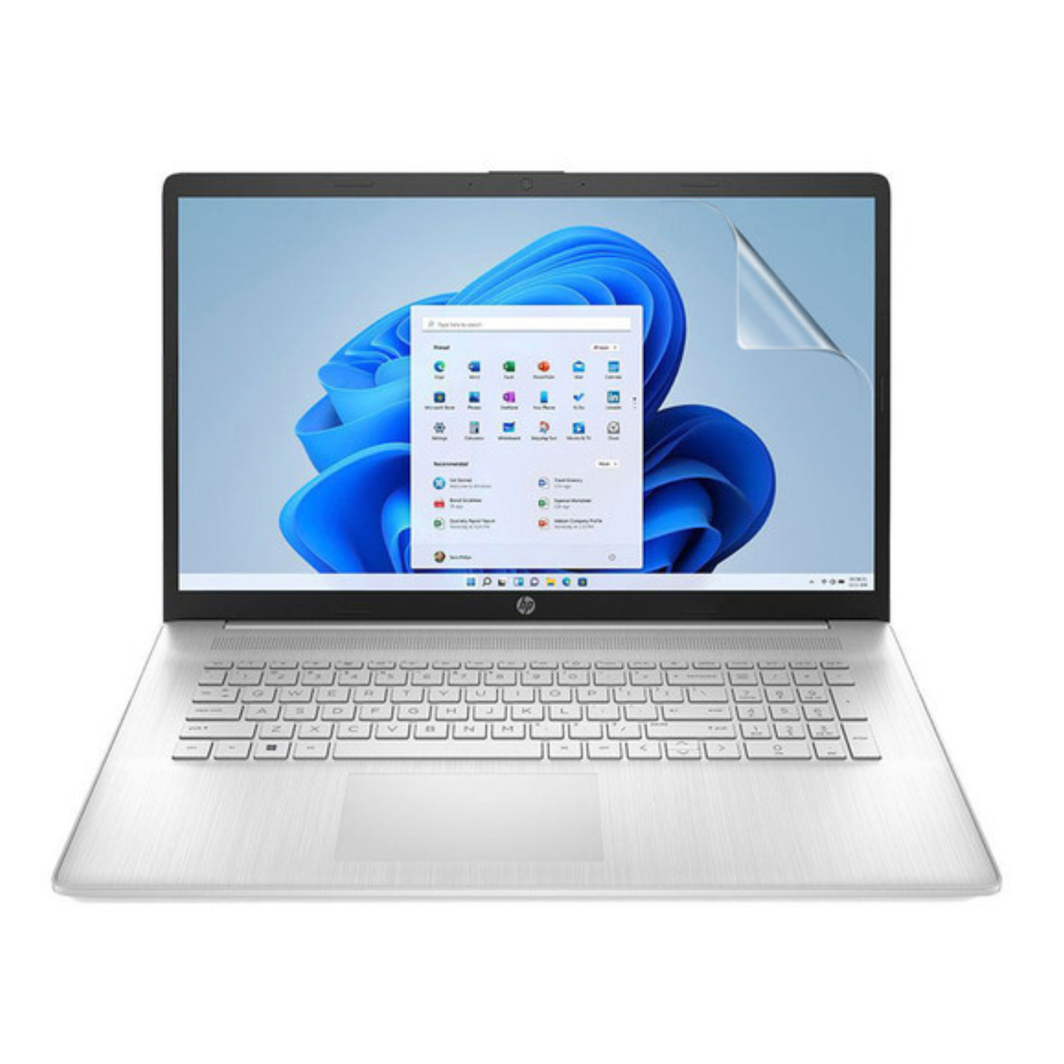 Hydrogel screen protector for HP 17 cp3000 laptop, showing clear, flexible film covering the screen for protection.