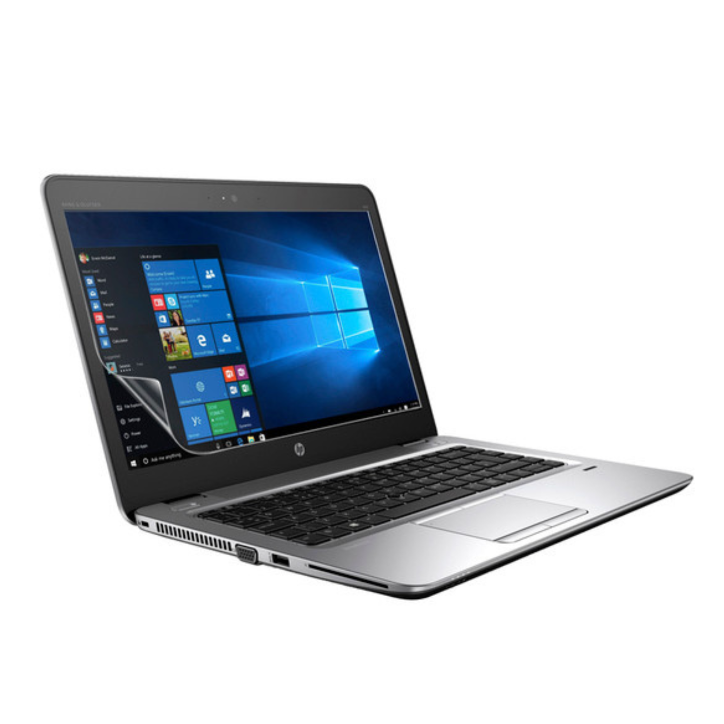 Two 9eight5 hydrogel screen protectors for HP MT42 14-inch tablets, showing clear, flexible protectors with easy application.