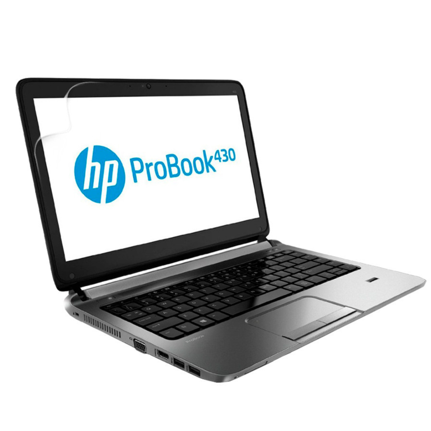 Hydrogel screen protector for HP Probook 430 G1, 13.3-inch laptop, by 9eight5, showing clear protective film on screen.