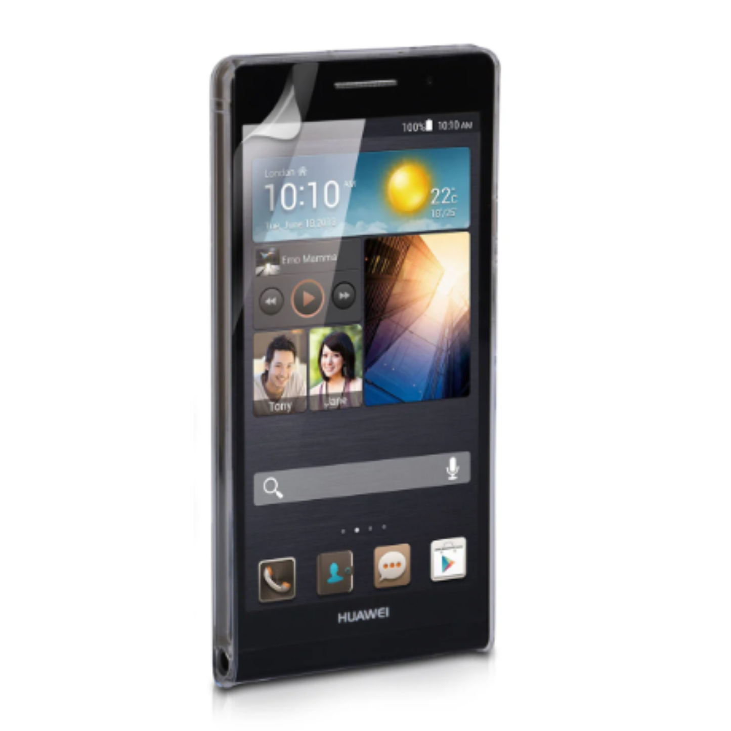 Hydrogel screen protector for Huawei Ascend P6 by 9eight5, pack of 2, designed to protect the phone's display.