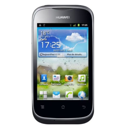 Hydrogel screen protector for Huawei Ascend Y201 Pro, showing a clear, thin film covering the smartphone screen.