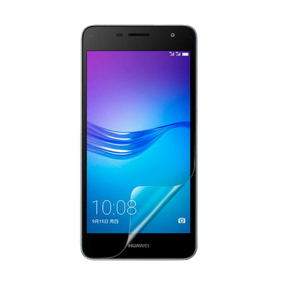 Hydrogel screen protector for Huawei Enjoy 6S by 9eight5, pack of 2, showing clear transparent film on smartphone screen