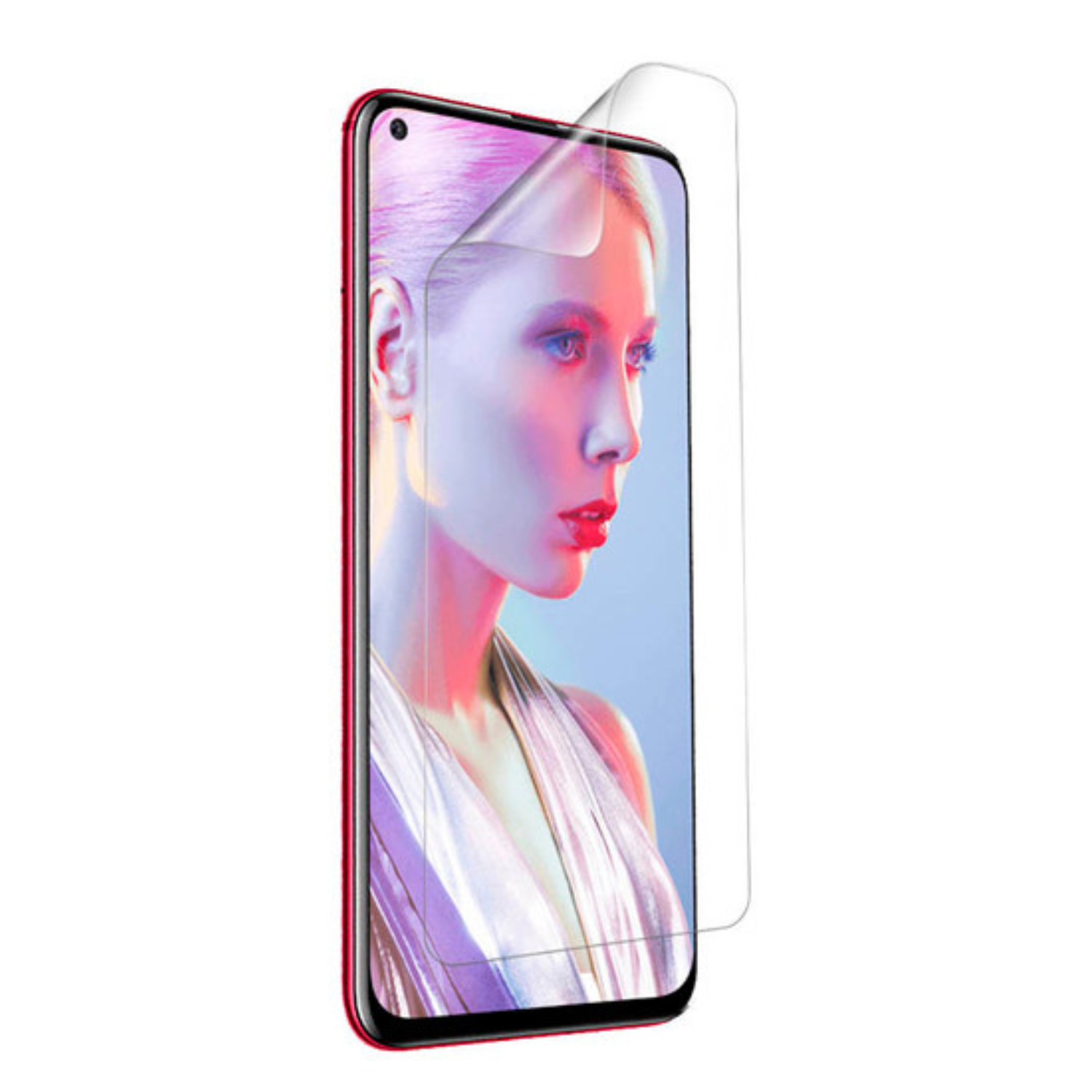 Hydrogel screen protector for Huawei Nova 4 by 9eight5, showing the clear, flexible film fitting over the phone screen.