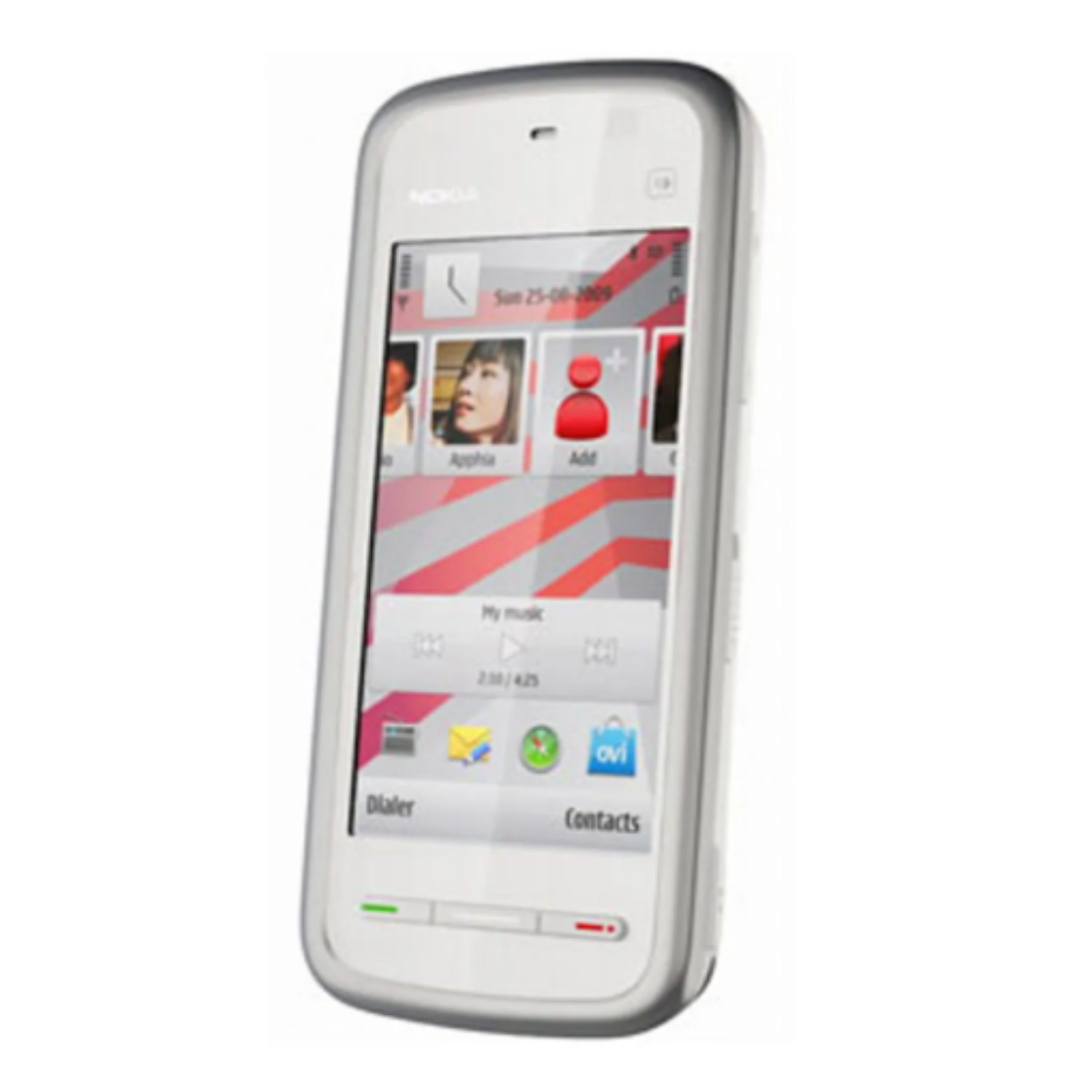 Hydrogel screen protector for Nokia 5230 by 9eight5, showing clear film with precise cutouts for the phone screen