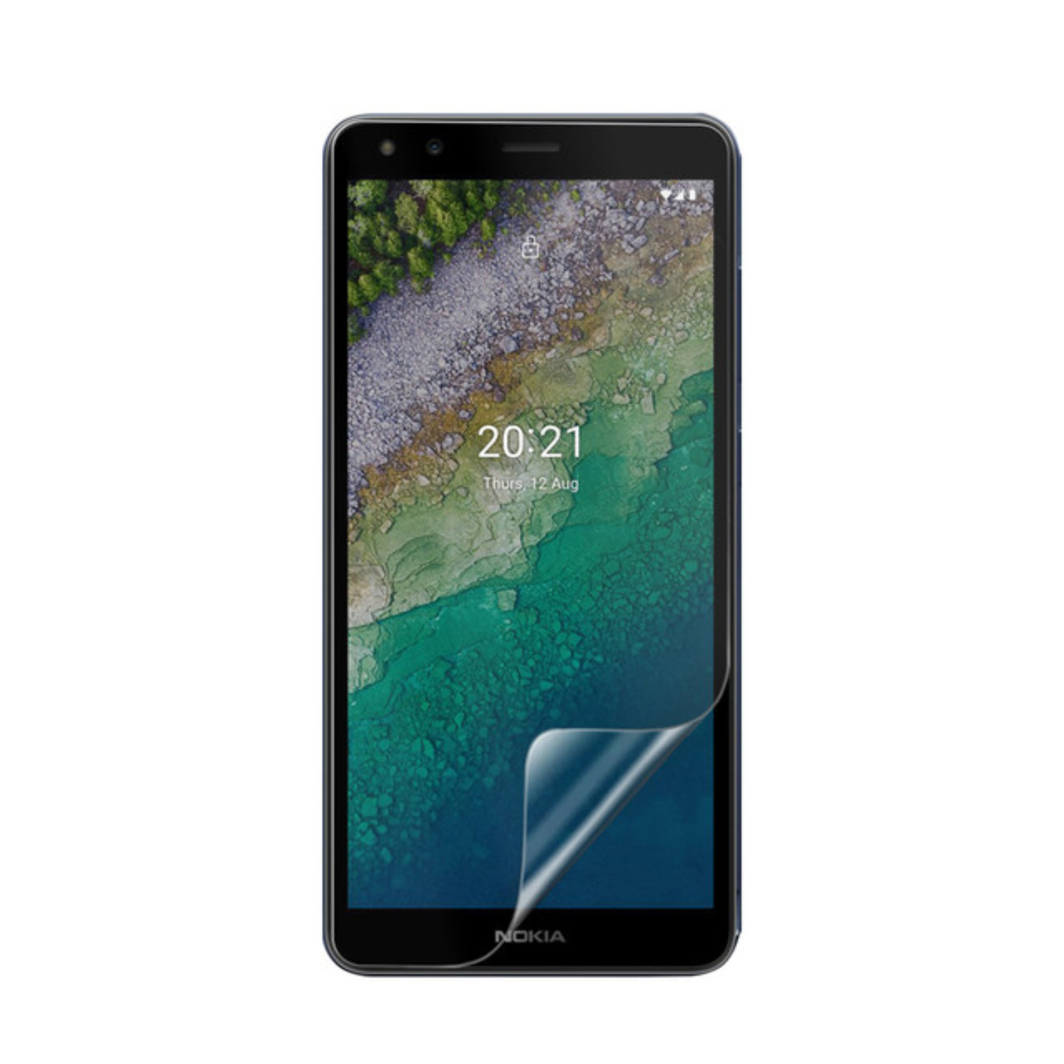 Hydrogel screen protector for Nokia C01 Plus by 9eight5, showing a transparent film designed to protect the phone screen.