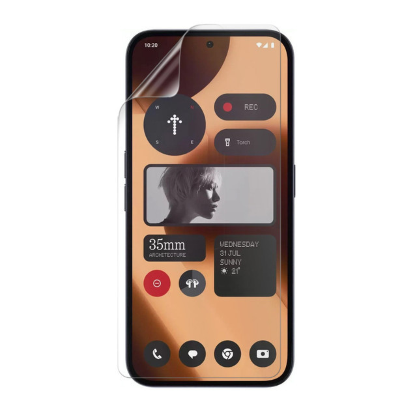 Hydrogel screen protector for Nothing Phone 2a Plus by 9eight5, showing the clear, flexible film covering the phone screen.